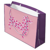 Grand Sac Cadeau Coeurs roses Dachshund (Dos Angle)