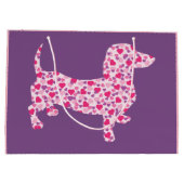 Grand Sac Cadeau Coeurs roses Dachshund (Dos)