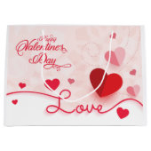 Grand Sac Cadeau Coeurs roses élégants Saint-Valentin (Devant)