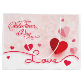 Grand Sac Cadeau Coeurs roses élégants Saint-Valentin (Dos)