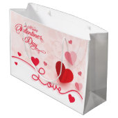 Grand Sac Cadeau Coeurs roses élégants Saint-Valentin (Dos Angle)