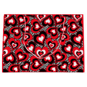 Grand Sac Cadeau Coeurs, rouge, noir, blanc, Saint Valentin. Grand (Devant)
