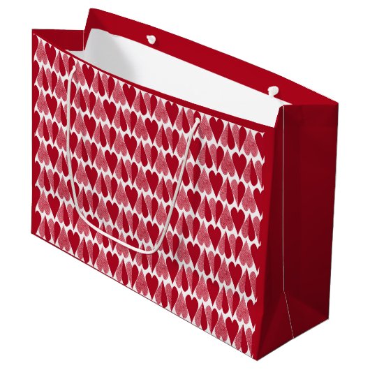 Grand Sac Cadeau Coeurs rouges (Devant Angle)
