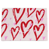 Grand Sac Cadeau Coeurs rouges et roses mignons (Devant)