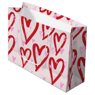 Grand Sac Cadeau Coeurs rouges et roses mignons