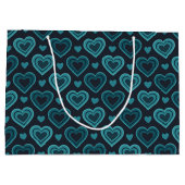 Grand Sac Cadeau Coeurs turquoises (Dos)