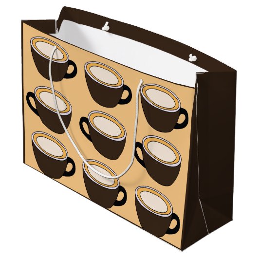 Grand Sac Cadeau Coffee Cup Pattern (Dos Angle)
