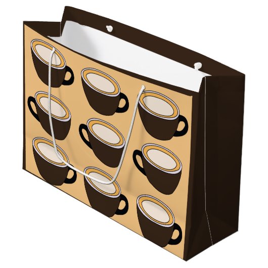 Grand Sac Cadeau Coffee Cup Pattern (Devant Angle)