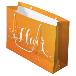 Grand Sac Cadeau Coiffeur Salon de Maquillage Chic Ciseaux Orange O