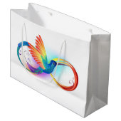 Grand Sac Cadeau Colibri arc-en-ciel avec symbole Infinity (Devant Angle)