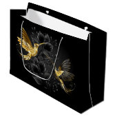Grand Sac Cadeau Colibri noir et or (Devant Angle)