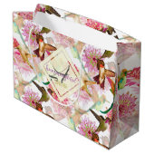 Grand Sac Cadeau Colibris et Astrantia Monogram Aquarelle (Dos Angle)
