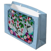 Grand Sac Cadeau Colibris et fleurs bleu (Dos Angle)