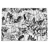 Grand Sac Cadeau Collage Abstrait de graffiti noir et blanc (Devant)