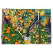 Grand Sac Cadeau collage d'agrumes siciliens bleu orange chic (Dos)