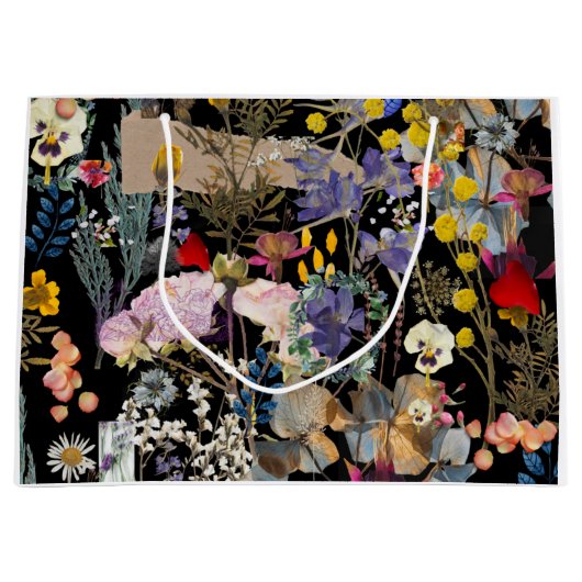 Grand Sac Cadeau Collage de fleurs (Devant)