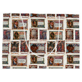 Grand Sac Cadeau Collage de Noël médiéval vintage (Dos)