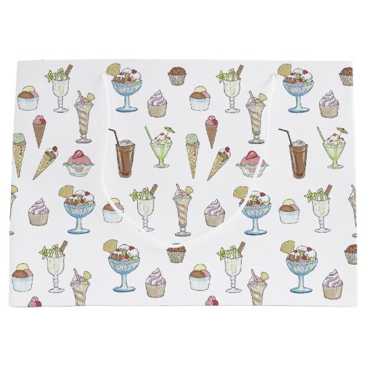 Grand Sac Cadeau Collage de Sundae de glace (Devant)