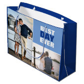 Grand Sac Cadeau Collage photo mariage ou anniversaire Bleu (Dos Angle)