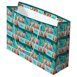 Grand Sac Cadeau Collage photo personnalisé Fête d'anniversaire Tur