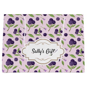 Grand Sac Cadeau Collection de Motifs de paniers de fruits - bleuet