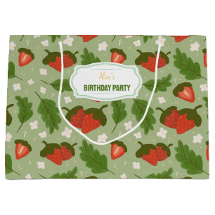 Grand Sac Cadeau Collection de Motifs de paniers de fruits - Fraise