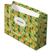 Grand Sac Cadeau Collection de Motifs de paniers de fruits - Orange (Devant Angle)