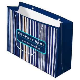 Grand Sac Cadeau Collection Rayures Bateau Bleu Marine Été