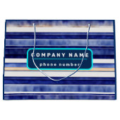 Grand Sac Cadeau Collection Rayures Bateau Moderne Bleu Marine Été (Devant)