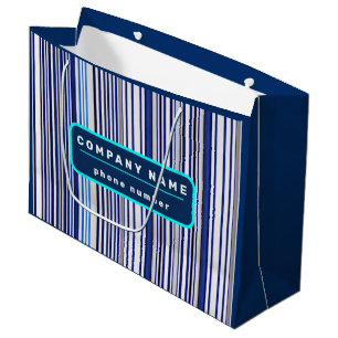 Grand Sac Cadeau Collection Rayures de Bateau Bleu Marine Été Tenda