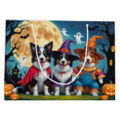 Grand Sac Cadeau Collies frontalières Chiens Citrouille Halloween D (Dos)