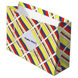 Grand Sac Cadeau Colombie Drapeau Colombien Personnalisé avec Nom