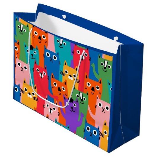 Grand Sac Cadeau Colorful cats (Devant Angle)