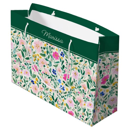 Grand Sac Cadeau Colorful Floral Personalized (Dos Angle)