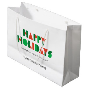 Grand Sac Cadeau Colorful Happy Holidays Personnalisé Nom de l'entr