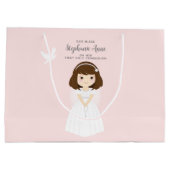 Grand Sac Cadeau Communion Dove Brunette Girl (Dos)