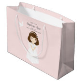 Grand Sac Cadeau Communion Dove Brunette Girl (Dos Angle)