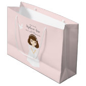 Grand Sac Cadeau Communion Dove Brunette Girl (Devant Angle)