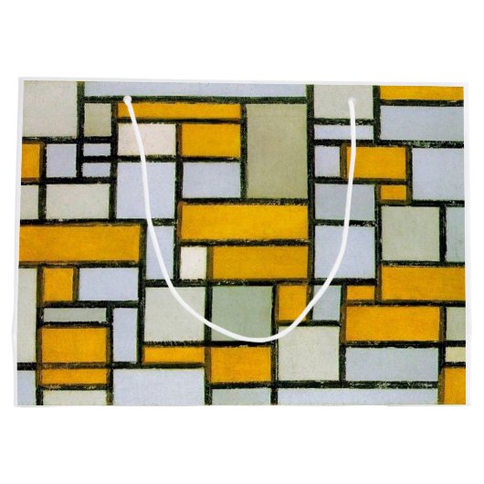 Grand Sac Cadeau Composition Jaune et Gris, Mondrian (Dos)