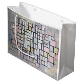 Grand Sac Cadeau Composition rose et gris, Mondrian (Devant Angle)