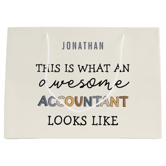 Grand Sac Cadeau Comptable Funny Awesome CPA Custom (Devant)