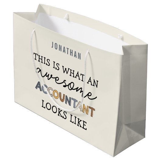 Grand Sac Cadeau Comptable Funny Awesome CPA Custom (Dos Angle)
