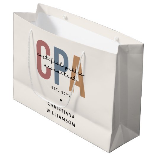Grand Sac Cadeau Comptable Public Certifié CPA Retro (Devant Angle)