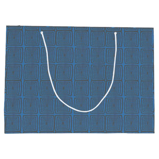 Grand Sac Cadeau Concentric Wavy Squares on a mottled blue paintbox (Dos)