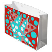 Grand Sac Cadeau Conception abstraite rétro en rouge, blanc & turqu (Dos Angle)