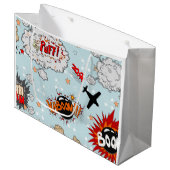 Grand Sac Cadeau Conception comique de superhéros de style (Devant Angle)