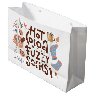 Grand Sac Cadeau Conception de cacao chaud et de chaussettes moelle