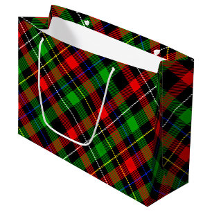 Grand Sac Cadeau Conception de carreaux en flanelle rouge vert blan