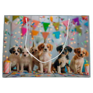 Grand Sac Cadeau Conception de célébration d'anniversaire de chiots