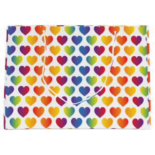 Grand Sac Cadeau Conception de cœur arc-en-ciel minimaliste élégant
